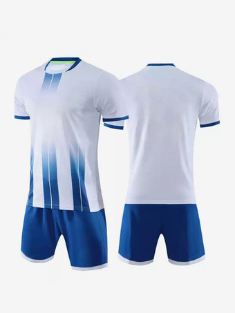 ホワイト メンズアクティブウェア カスタマイズフットボールジャージ ストライプ Vネック 半袖アクティブウェア