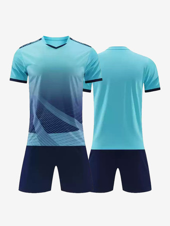 ライトスカイブルーメンズ カスタマイズ フットボール ジャージ V ネック 半袖 アクティブウェア