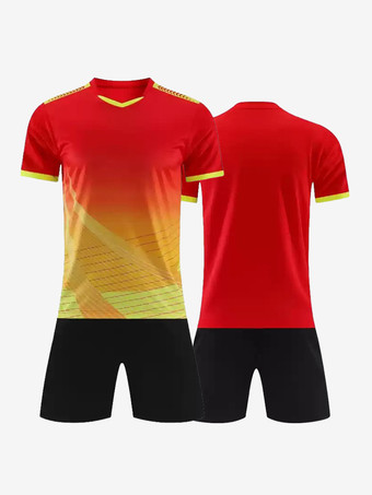 レッド メンズ カスタマイズ フットボール ジャージ V ネック 半袖 アクティブウェア