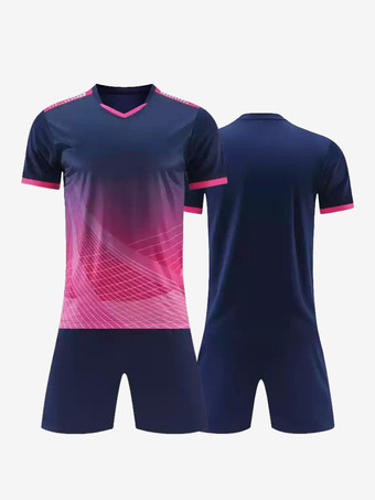 ブルー メンズ カスタマイズ フットボール ジャージ V ネック 半袖 アクティブウェア