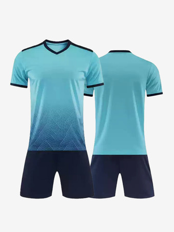 ライトスカイブルーメンズ タイダイ カスタマイズ フットボール ジャージ V ネック 半袖 アクティブウェア