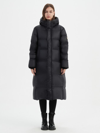 ブラック 女性用ダウンジャケット カジュアル グースダウン