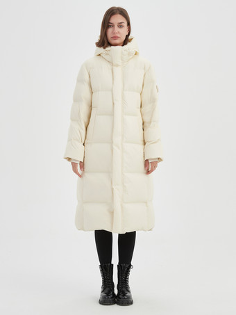 アイボリー 女性用ダウンジャケット カジュアル グースダウン