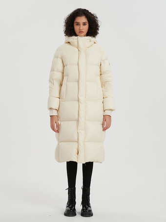 アイボリー 女性用ダウンジャケット グースダウン