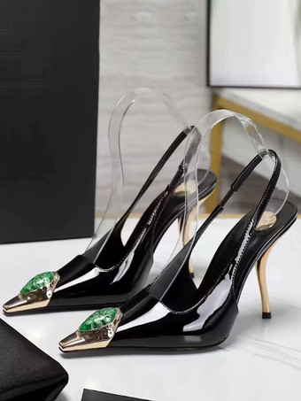 ブラック レディースハイヒール 特殊形状ヒールパンプス 特許PUアッパー