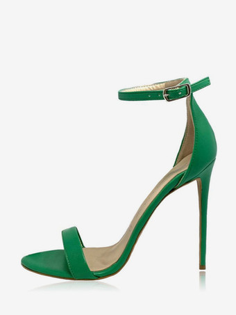 vert Sandales à talons pour femmes chaussures à bout ouvert avec bride à la cheville et motif zèbre
