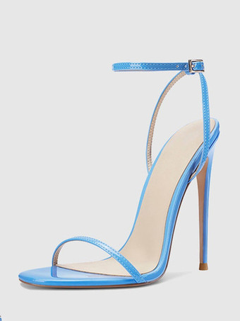 ライトスカイブルーレディース パーティーシューズ オープントゥ ハイヒール サンダル