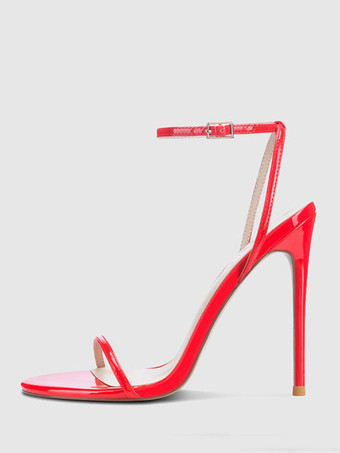 レッド レディース パーティーシューズ オープントゥ ハイヒール サンダル