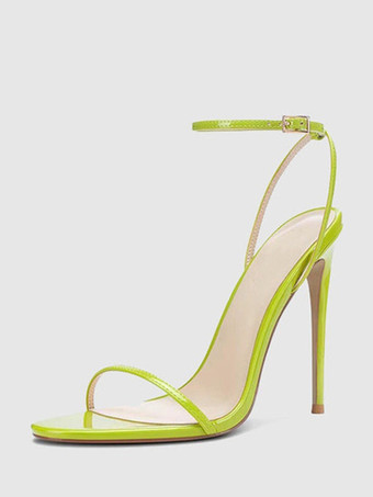 イエローレディース パーティーシューズ オープントゥ ハイヒール サンダル