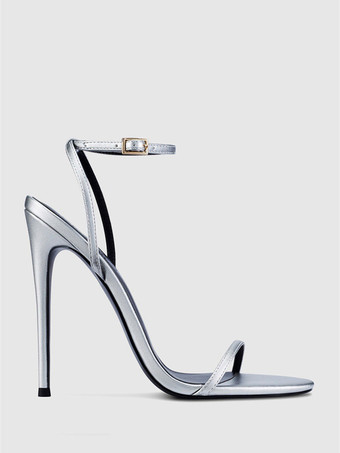 ゴールドハイヒールサンダル オープントゥ スティレットヒール パーティーシューズ