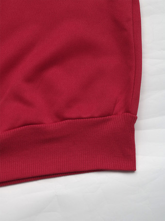 女性用プルオーバー 赤いリボン 幾何学模様 ジュエルネック 長袖 レイヤード ポリエステル セーター