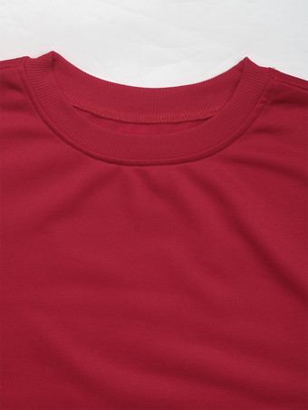 女性用プルオーバー 赤いリボン 幾何学模様 ジュエルネック 長袖 レイヤード ポリエステル セーター