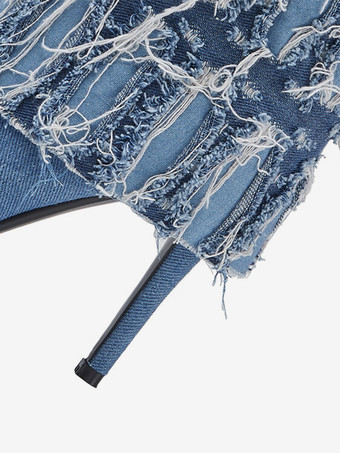 Stivaletti in tela con punta affilata e tacco a spillo stivaletti pieghevoli