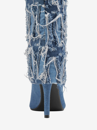 Stivaletti in tela con punta affilata e tacco a spillo stivaletti pieghevoli