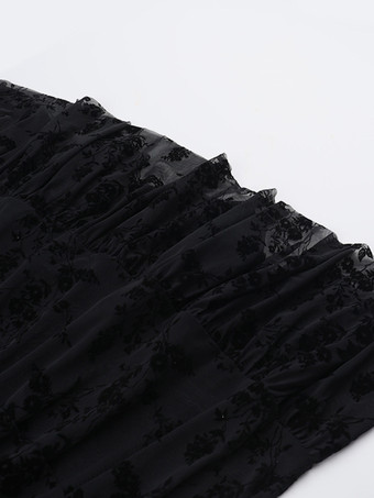 ハロウィン レディース ゴシック ドレス ブラック レース メッシュ ゴシック ポリエステル チュニック ロングドレス