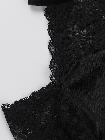 ハロウィン 女性用ゴシック服 ブラックレースフリルゴシックポリエステルチュニックレトロコスチューム