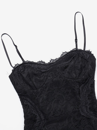 Halloween Abito lungo da donna in stile gotico con volant neri in pizzo in poliestere gotico