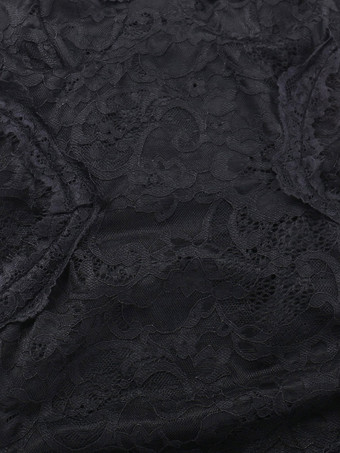 Halloween Abito lungo da donna in stile gotico con volant neri in pizzo in poliestere gotico