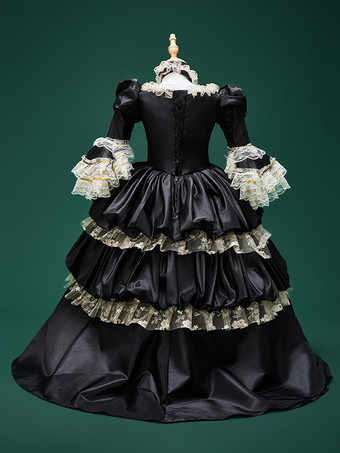 ブラック レトロ コスチューム レース ポリエステル チョーカー 女の子用 レトロ チュニック マリー アントワネット コスチューム パーティー プロム ドレス