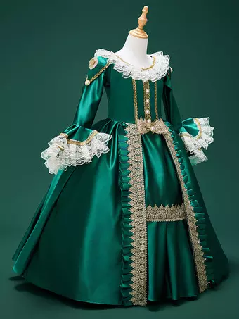 Dark Green Retro Costumes Lace Polyester Marie Antoinette Costume Dress Girl's Retro Tunic Masquerade Ball Gown Dark Green Retro Costumes Lace Polyester Marie Antoinette Costume Dress Girl's Retro Tunic Masquerade Ball Gown