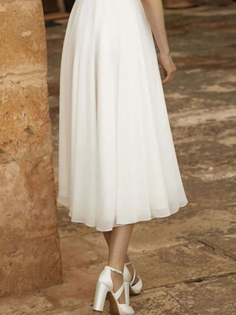 ショートウェディングドレス ジュエルネック ショートスリーブ ショート丈ブライダルドレス