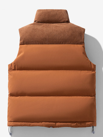 メンズ パファーベスト アウトドア スタンドカラー ノースリーブ パッド入りベスト コート