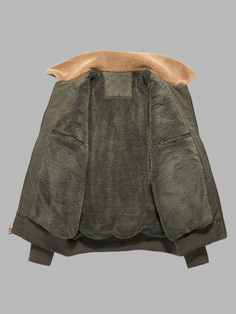 メンズ フリース 厚手 暖かいジャケット ミリタリー トラッカー ジャケット マルチポケット付き