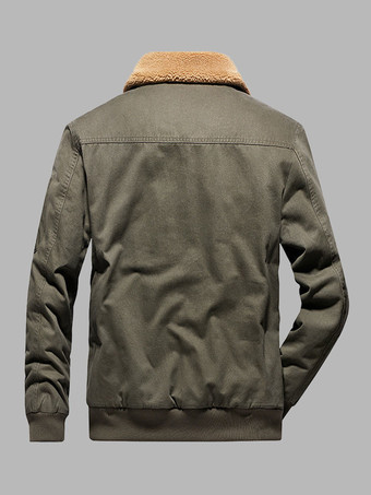 メンズ フリース 厚手 暖かいジャケット ミリタリー トラッカー ジャケット マルチポケット付き