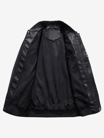 メンズレザージャケット スタンドカラー モーターサイクルボンバージャケット ジップとライナー付き