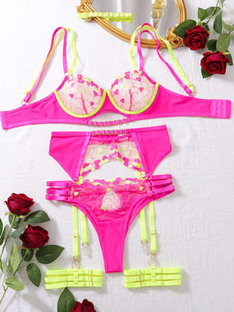 セクシーランジェリー ピンク 5点 大人用ブラ パンティ セット