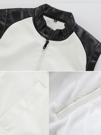 メンズ ベースボールジャケット 長袖 ジップ開閉 カラーブロック レザージャケット