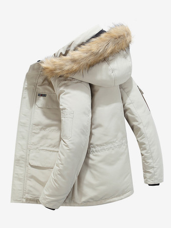 メンズ パファーコート 厚手 ミドル丈 フード付き パーカーコート