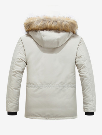 メンズ パファーコート 厚手 ミドル丈 フード付き パーカーコート