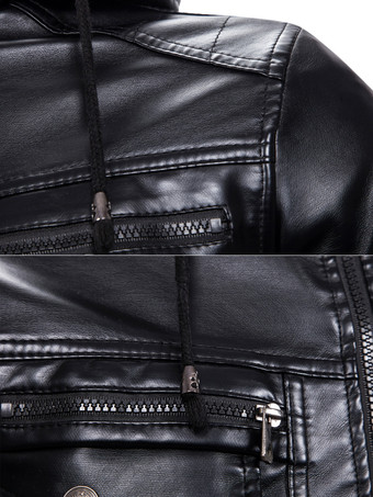 メンズレザージャケット モーターサイクル カジュアル スタンドカラー ウィンドブレーカー ジッパーポケット付き