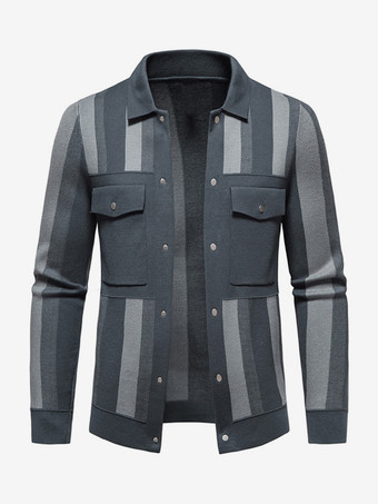 グレイメンズジャケット ストライプポケット カジュアルカーディガン