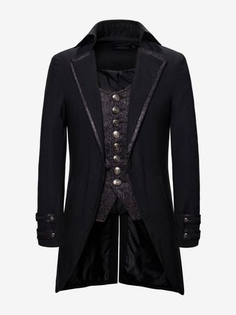 Nero Giacca retrò a maniche lunghe in stile coda di pesce da uomo nera