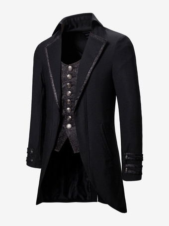 Giacca retrò a maniche lunghe in stile coda di pesce da uomo nera