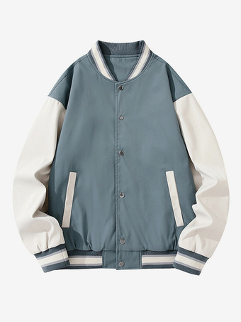 グレーブルーメンズ バーシティ ジャケット プラスサイズ カジュアル 長袖 ゆったり カーディガン ベースボール ジャケット