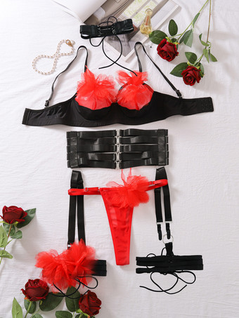 セクシーランジェリー 5点セット ブラック 大人用ブラ パンティ セット