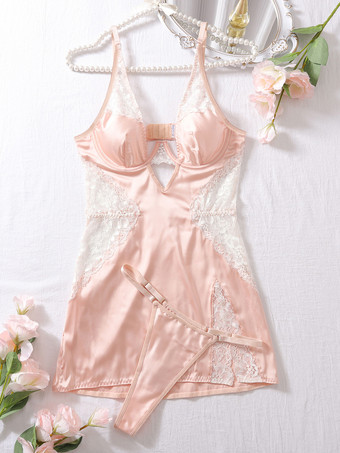 パジャマセット シャンパンレース 室内用ポリエステルランジェリー