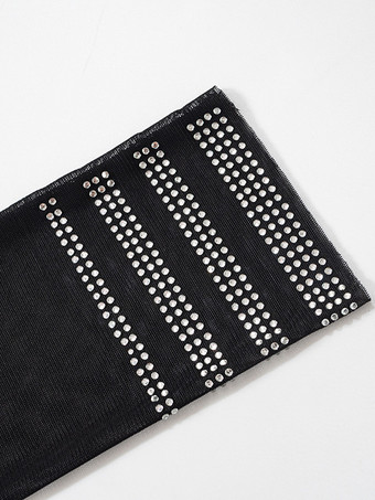 クラブボディスーツ ハイカラー ラインストーン 長袖 ツートン シック 大人用トップス