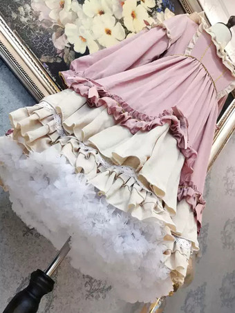 スイートロリータペチコートポリエステルティアードフリルホワイトロリータスカート