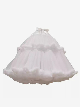 スイートロリータペチコートポリエステルティアードフリルホワイトロリータスカート