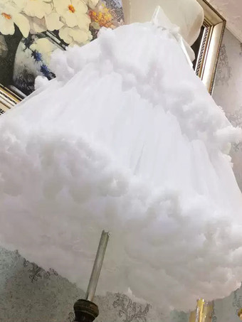 スイートロリータペチコートポリエステルティアードフリルホワイトロリータスカート