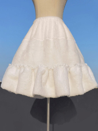 ホワイト ロココ風ロリータペチコート ポリエステルフリル ホワイトロリータスカート