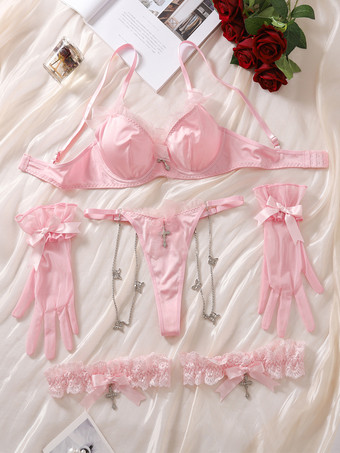 セクシーランジェリー 5点セット ピンク 大人用ブラ パンティセット