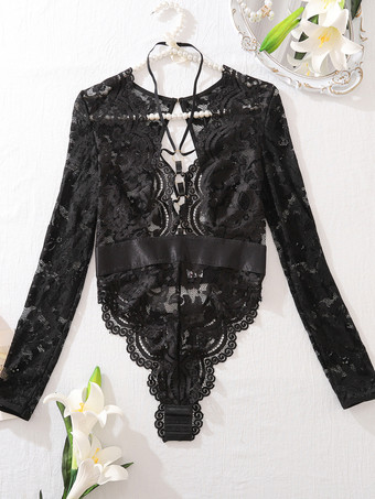 ブラックレースセクシージャンプスーツ