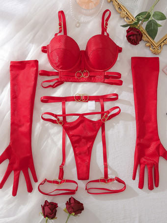 ワインレッド セクシーランジェリー ブラック 大人用 ブラ パンティ 4点セット