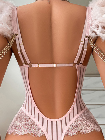 女性用衣類 ランジェリー テディ チェーン 女性用 ブラック セクシー テディ