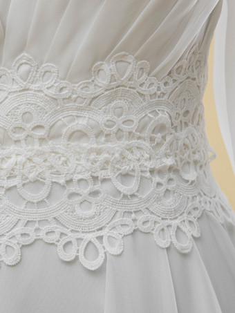 シンプルなウェディングドレス Aライン Vネック 長袖 カットアウト 40cm ブライダルガウン